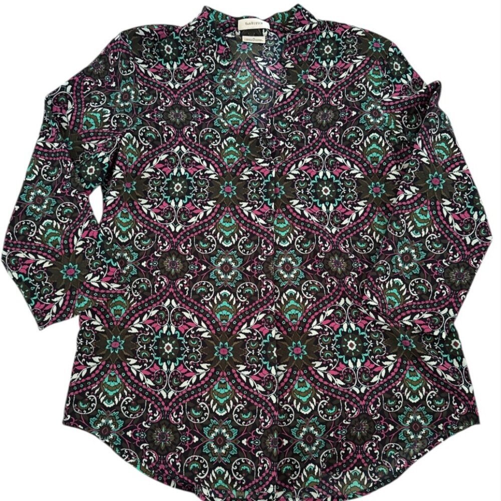 🔥 4 for $20 DEAL 🔥Van Heusen Women’s Blouse M Multicolor Floral